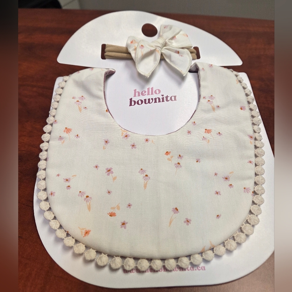 Cream Bib with Pearl Trim and Bow